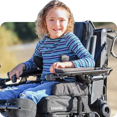 young girl on a wheel chair